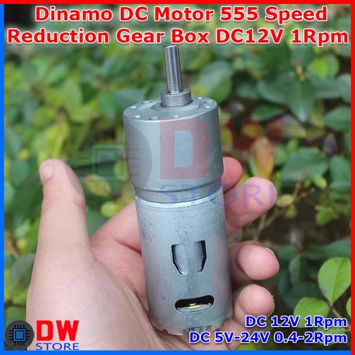 TERLARIS.. Dinamo DC Motor RS555 555 Speed Reduction Gearbox Gear DC 12V-24V