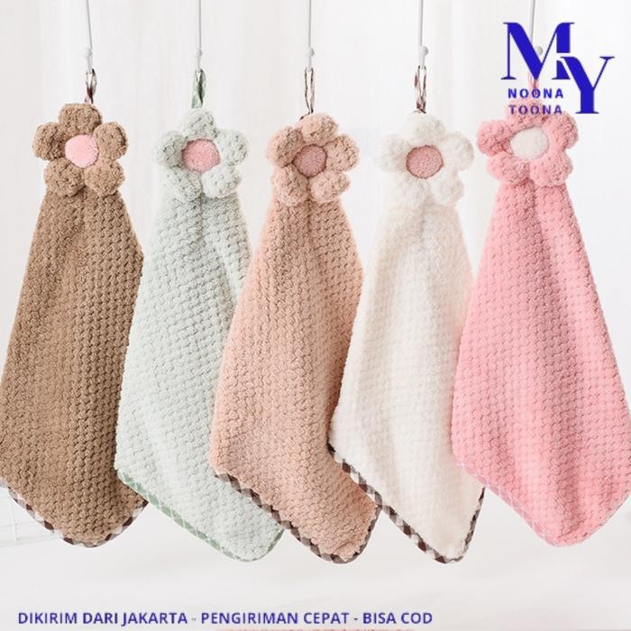 Lap Tangan Gantung Coral Motif Polos Bunga Besar Handuk Tangan Kain Lap Dapur Handtowel