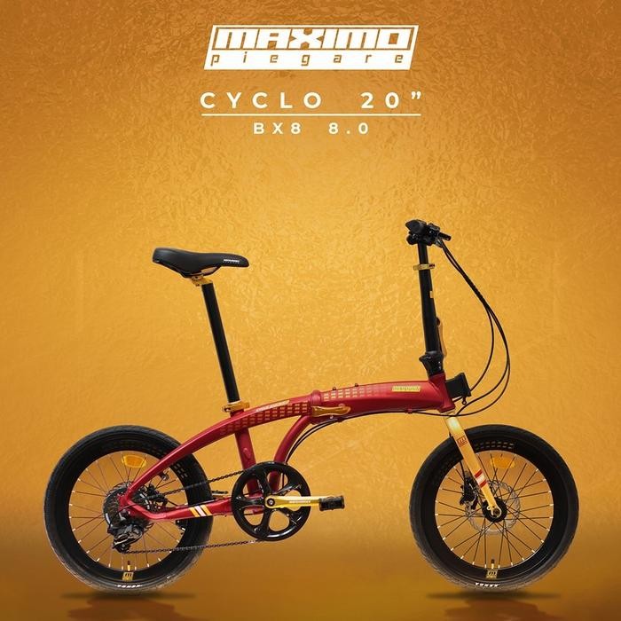 Sepeda Lipat Maximo Piegare 20 Inch Cyclo Bx8 8.0 Outdoor Navy Blue-Orange