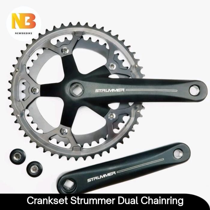 Crankset Crank Set Strummer Crank Sepeda Balap Dual Chainring 52-42T & 53-39T Crank Sepeda Balap