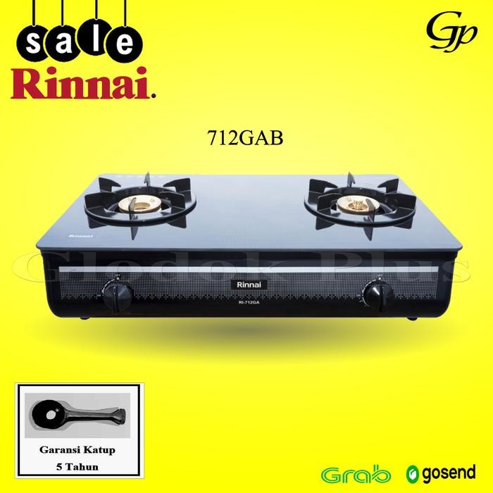 Rinnai Ri-712Ga B Kompor Gas Kaca 712Gab 2 Tungku Rinai Ri712Gab