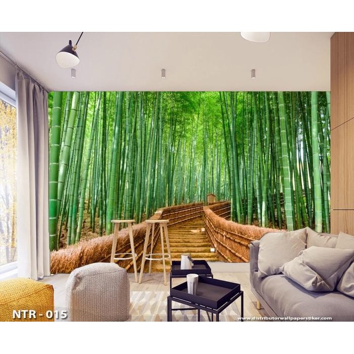 3D Wallpaper Custom Sticker Pemandangan Hutan Forest Bambu #Gratisongkir