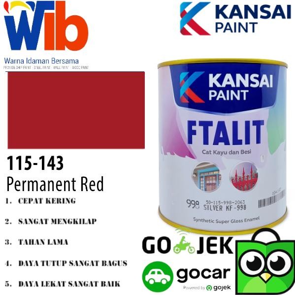 Kansai Ftalit Cat Besi & Kayu Gloss 1 Kg / Permanent Red 115-143 #Gratisongkir