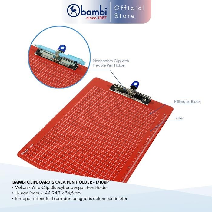 

Bambi Papan Ujian Folio Tipe Pen Holder Edisi Clipboard PVC All Color Original