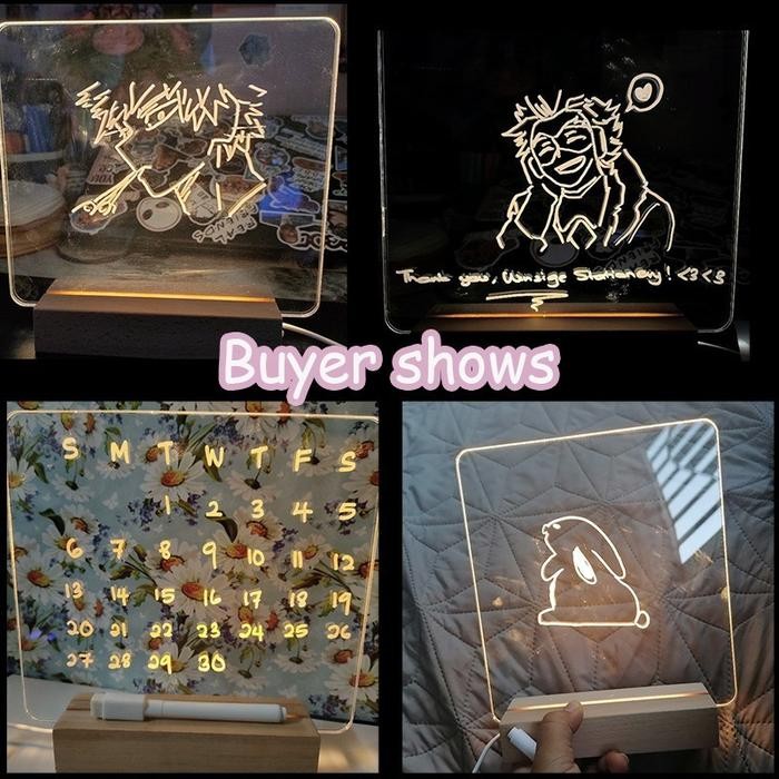 

Winzige acrylic note board message with led stand board planner schedule to do list acrylic acrylic