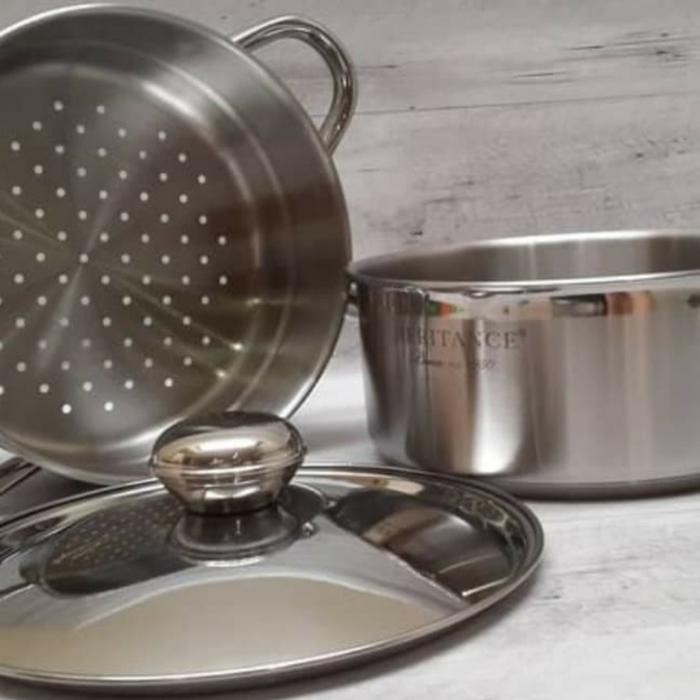 Bima Heritance Pro-Lite Steamer Tutup Stainless Kukusan 2 Tingkat Susun 3Ply Stainless Steel Steamer
