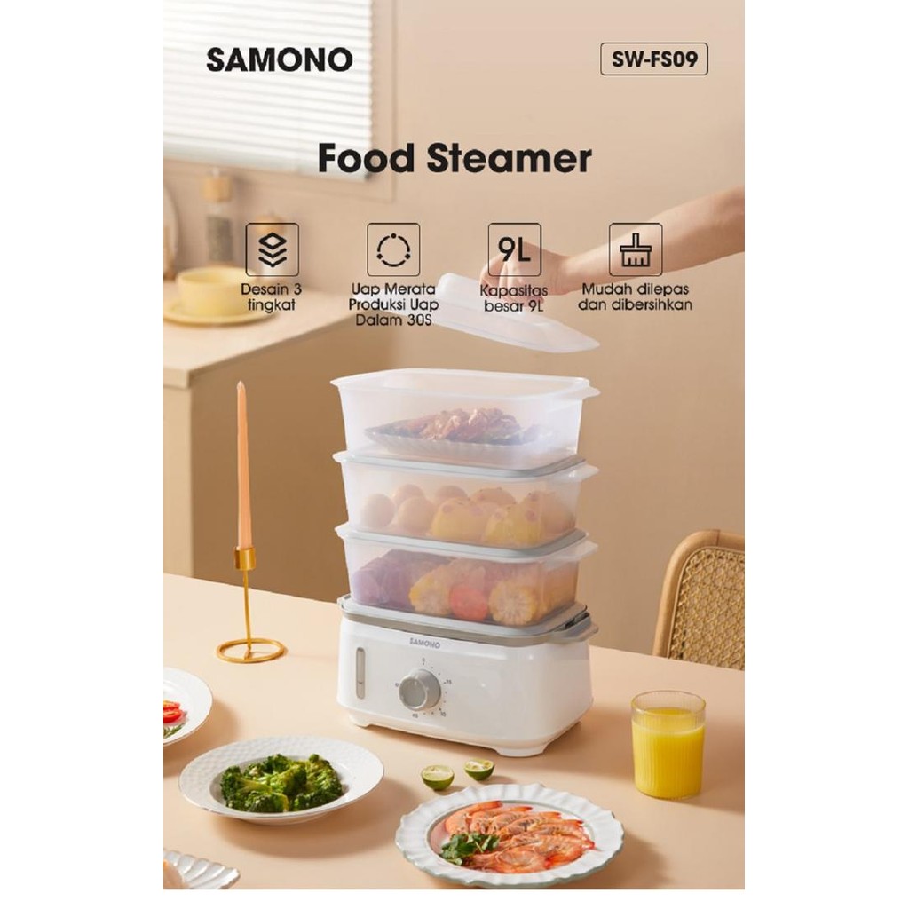 Philips Food Steamer Hd9104 Samono Food Steamer Sw-Fs09 Garansi Resmi Pasti Ori