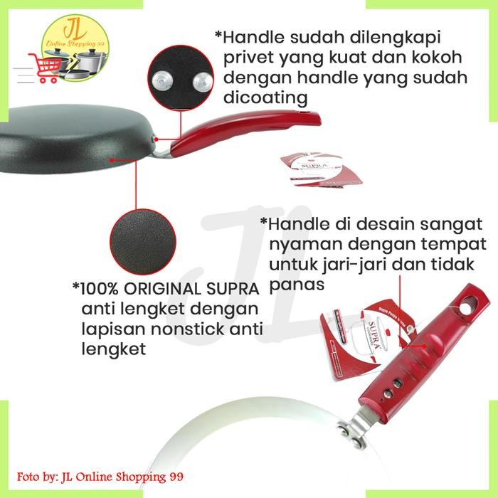 Supra Telfon Crepes Maker 22Cm Merah / Crepes Pan Anti Lengket #Gratisongkir