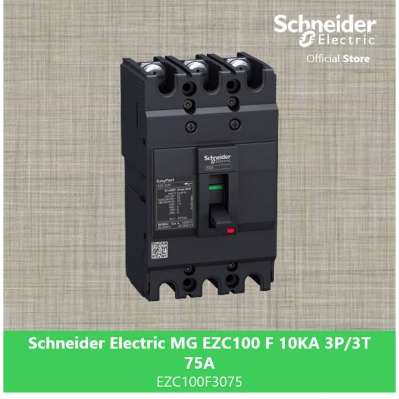 ORIGINAL Schneider MCCB 75 AMPERE EZC100 F 10KA 3P/3T 75A-EZC100F3075 EZC 3 POLE 75A 75 AMPER