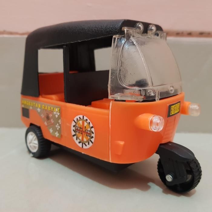 Bajaj Miniatur Mainan Edukasi Anak - Mobil Motor Bajaj Mainan Grab/Gosend