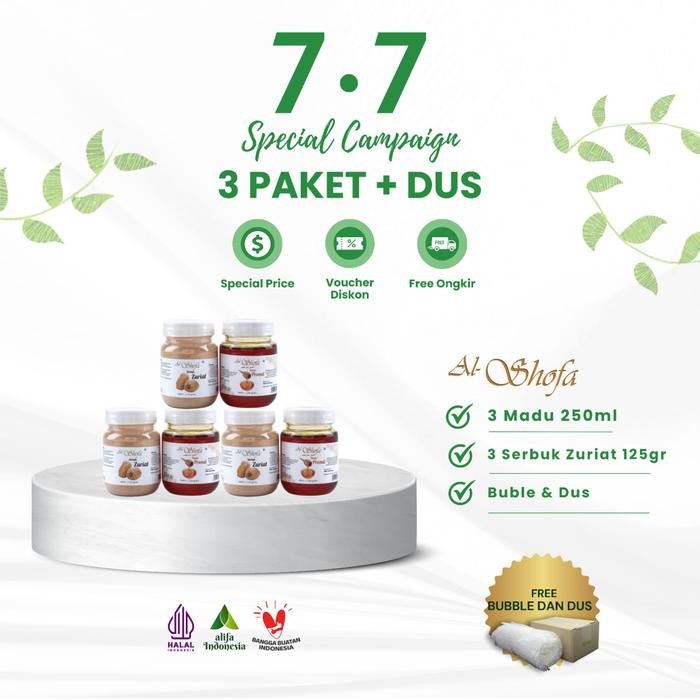 

New (Special Campaign 7.7) 3 Serbuk Zuriat Al Shofa 125g + 3 Madu Al Shofa 250ml Free Kardus dan