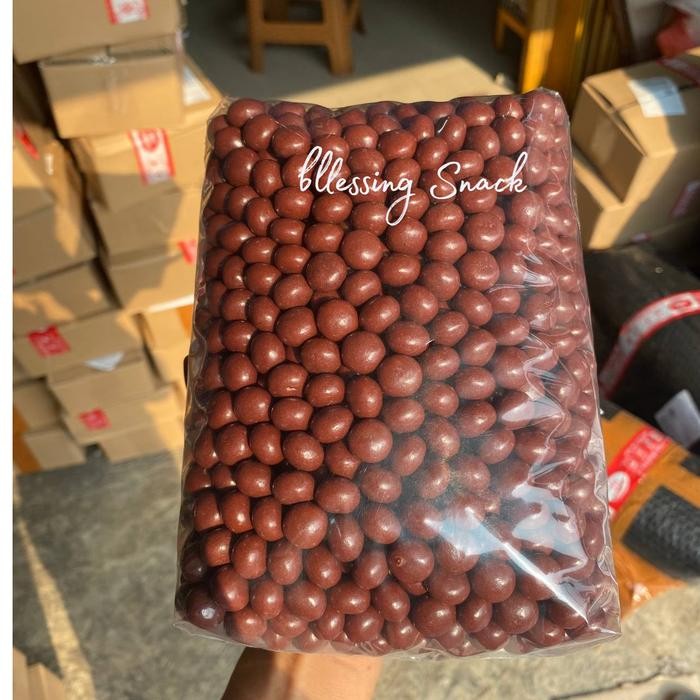 

New 1KG Bola Bola Coklat Isi Biskuit Cemilan Ringan Enak