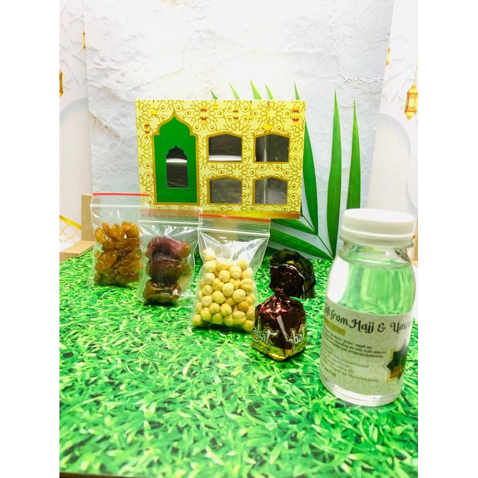 

PAKETAN OLEH-OLEH HAJI DAN UMROH DUS KOTAK ISI 25 PCS HAMPERS Almond Coklat Gift Food Makanan
