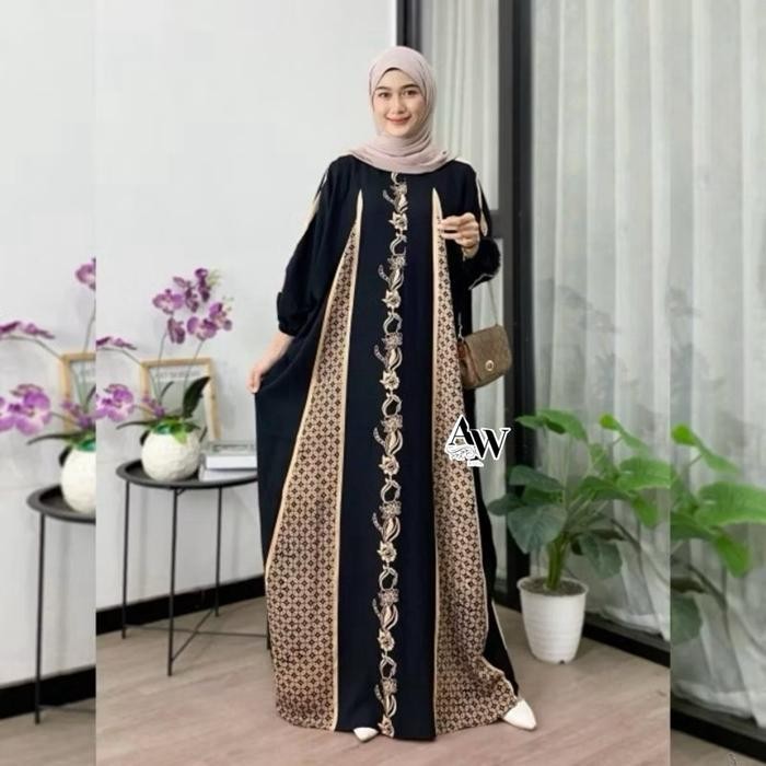 Fatma Kaftan Kelelawar by Sekata Batik Gamis Kaftan Rayon Premium Motif Batik Busana Muslim Wanita