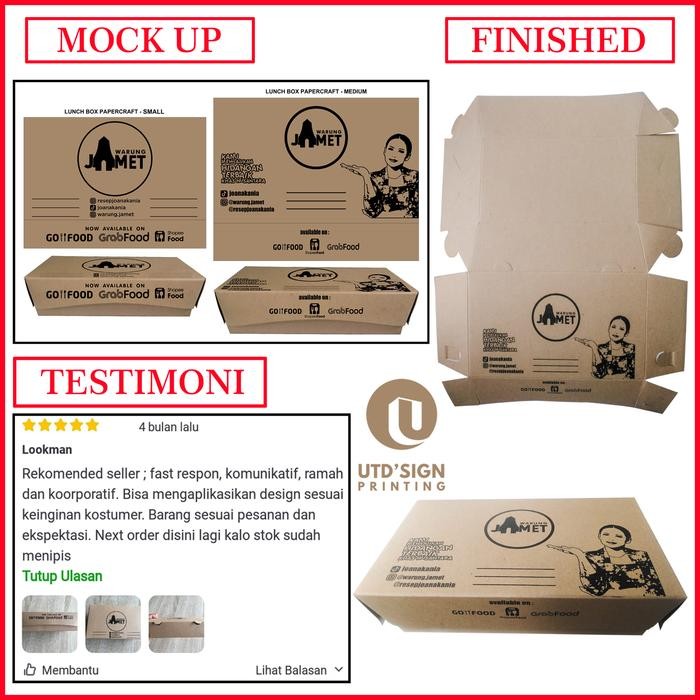 Baha - Lunch Box Paper Craft Medium + Cetak Sablon Custom Logo