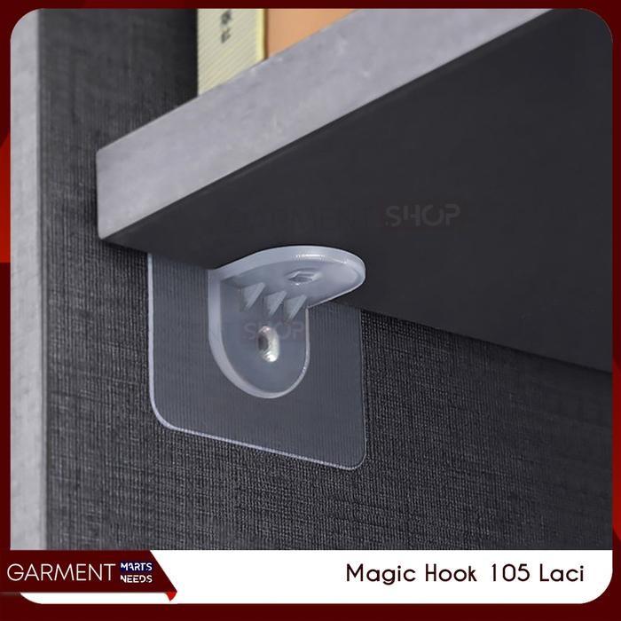 Ambalan Sekat Laci Gantungan Magic Hook Penopang Sekat Lemari Laci Siku Gantungan Tempel Plastik