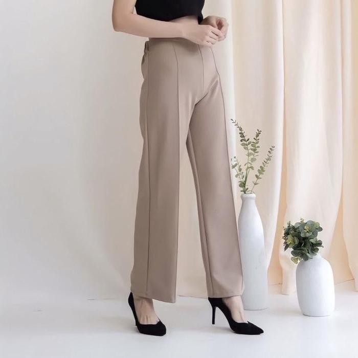 Celana Kulot Wanita Highwaist Celana Kulot Scuba Premium Celana Hitam Kerja Kantor Wanita