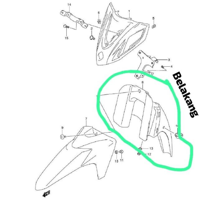 Front Fender Spakbor Depan Shogun 125 Fl Hitam Biru Putih Merah Abu
