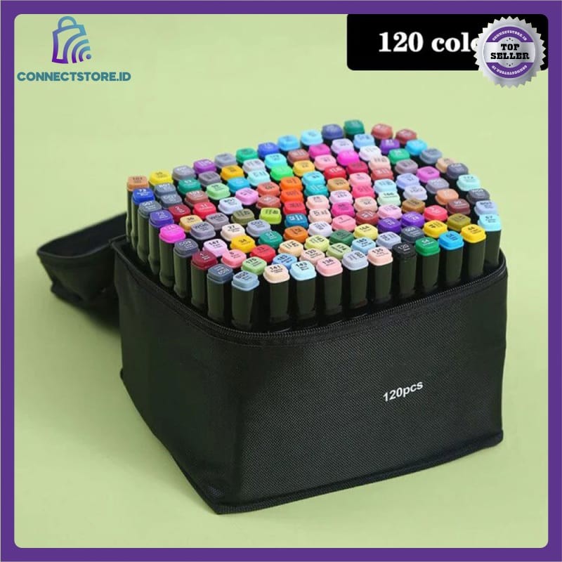 

Spidol Dual Side Fine Art Brush Art Marker Set 120 Warna-Hitam