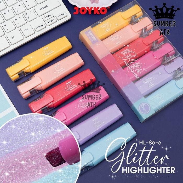 

Highlighter Penanda Berwarna Joyko HL-86-6 Glitter Color 1 Set 6 Pcs