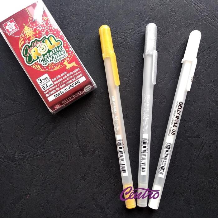 

Sakura Gelly Roll Metallic & White Pen Set 3 Colors Pena Metalik