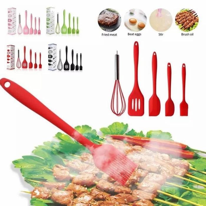 SPATULA SUTIL SOTIL SILIKON SET ISI 5 PCS PERALATAN MASAK DAPUR