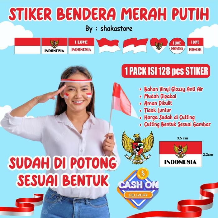 

STIKER PIPI BENDERA MERAH PUTIH PER LEMBAR ISI 128 PCS / STIKER PIPI Paper SUDAH DI POTONG SESUAI