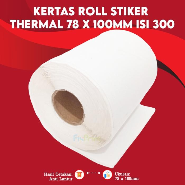 

Kertas Roll FixPrint Stiker Thermal 78x100mm (300) Kertas Sticker Label Resi Barcode Compatible For