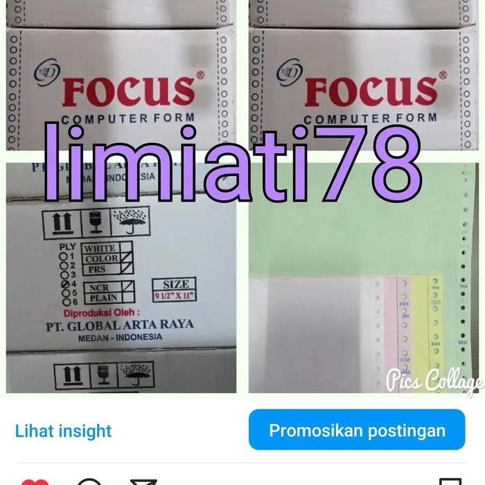 

Kertas Komputer Continuous Form Focus 9 1/2 x 11:2 rangkap 4 ply K4/2