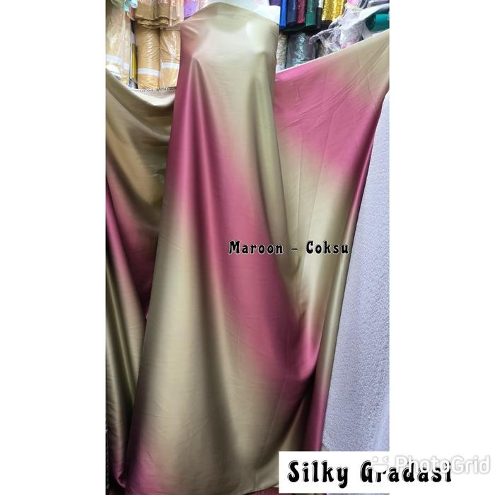

Kain Armany Silk gradasi/Bahan satin armani lux gradasi motif