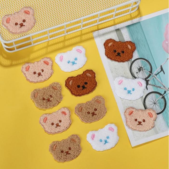 

Iron On Fuzzy Bear Patch Bordir Emblem Beruang Wool Aesthetic Fluffy