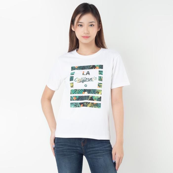 Benhill T-shirt Kaos Wanita Grafis Katun 24s Combed Lengan Pendek Putih 604-35186 Baju Nyaman