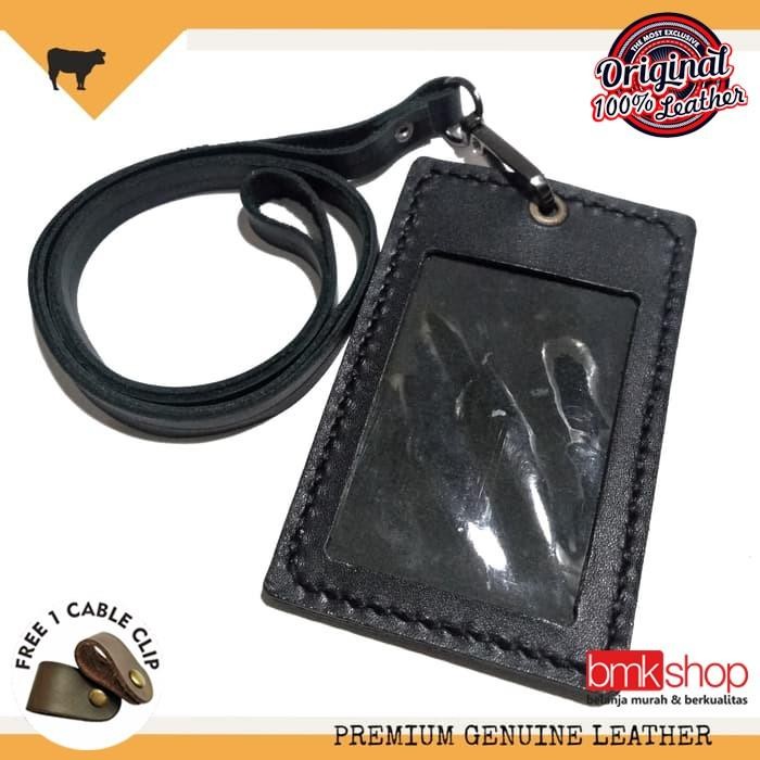 

GANTUNGAN NAME TAG ID CARD KULIT ASLI HANDMADE WARNA HITAM CARD HOLDER