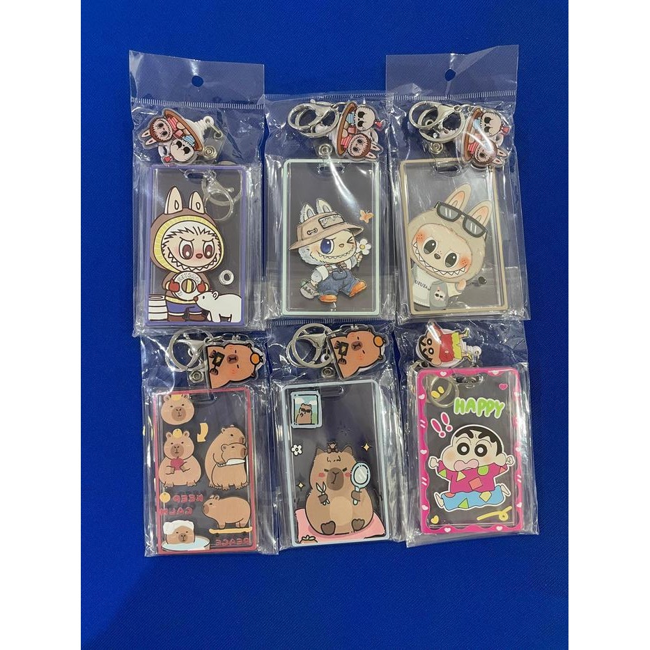 

Name Tag Card Holder/Lanyard Pendant Akrilik/Tempat Flazz/E-Money Motif Labubu/Disney/Crayon Shin