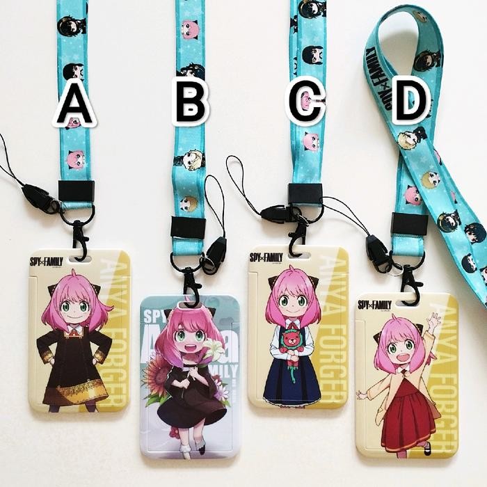 

Anya Forger Spy x Family Anime ID Card Holder Lanyard Name Tag Gantungan Kalung Wadah Kartu Nama