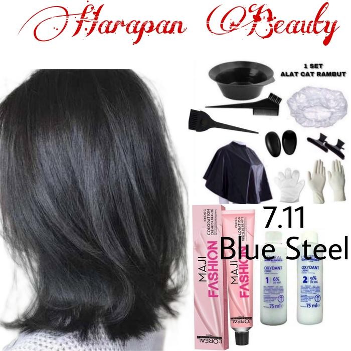 Promo Cat Rambut Maji Fashion 7.11 Blue Steel , Hair Color Pewarna Rambut Ready