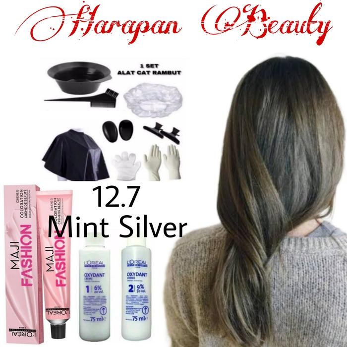 Promo Hair Color Maji Fashion 12.7 Mint Silver , Cat Rambut Loreal Ready