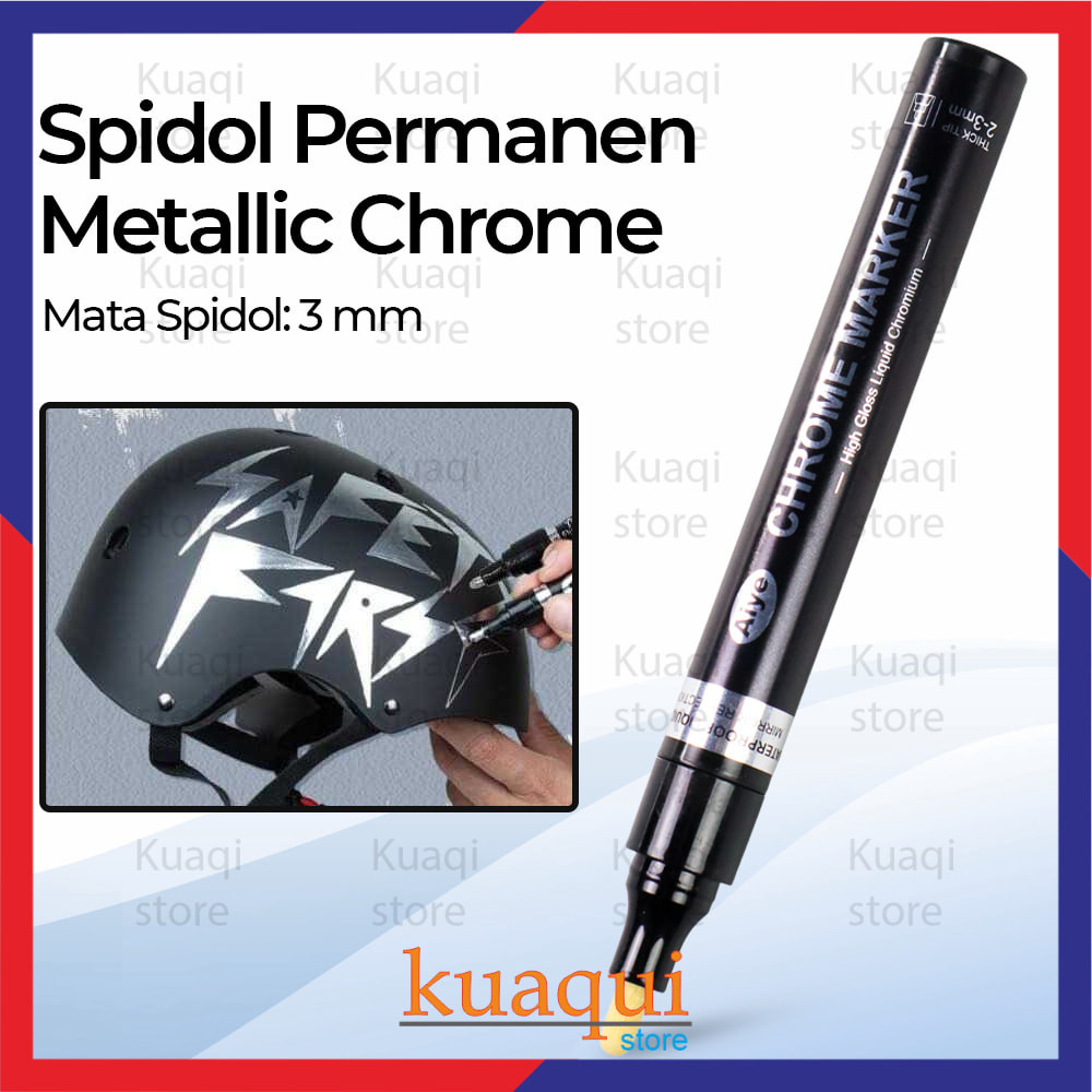 

Spidol Permanen Marker Metallic Chrome 3mm Waterproof Liquid Chromium AY-1004