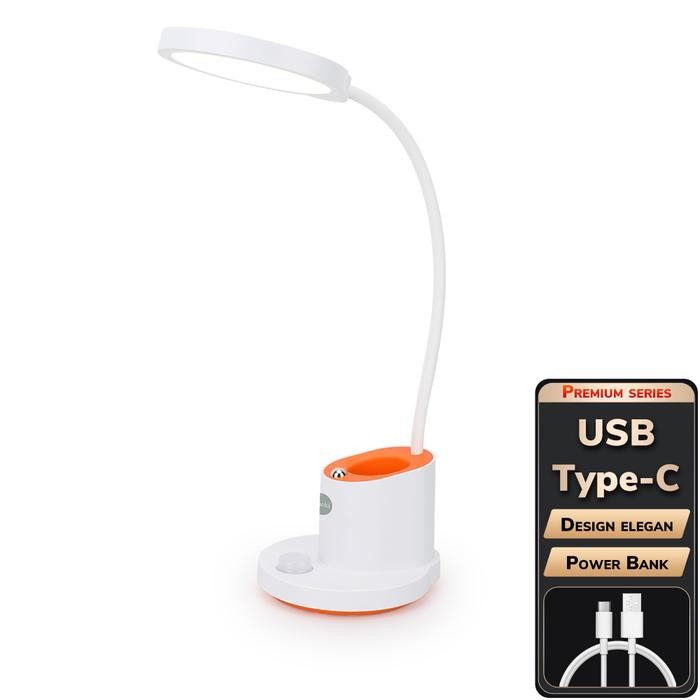 AOKI Lampu belajar premium USB-C power bank tempat pulpen super terang lampu tidur warna macaron