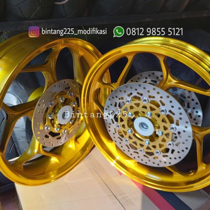 Velg Axio R15 V3 Vixion R MT15 double disk depan tapak lebar Gold