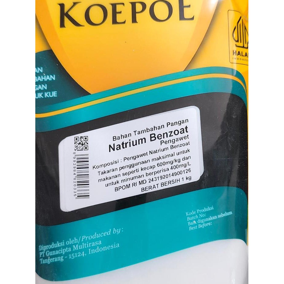 

NEW! NATRIUM BENZOATE KOEPOE KOEPOE 1 KG BENZOAT PENGAWET MAKANAN KUPU KUPU
