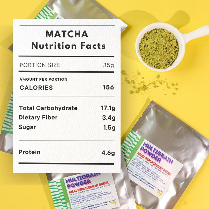 

[ Matcha ] Multigrain Powder [ Meal Replacement Drink ] 525G Pouch Dairy Free, Gulten Free Sweetened