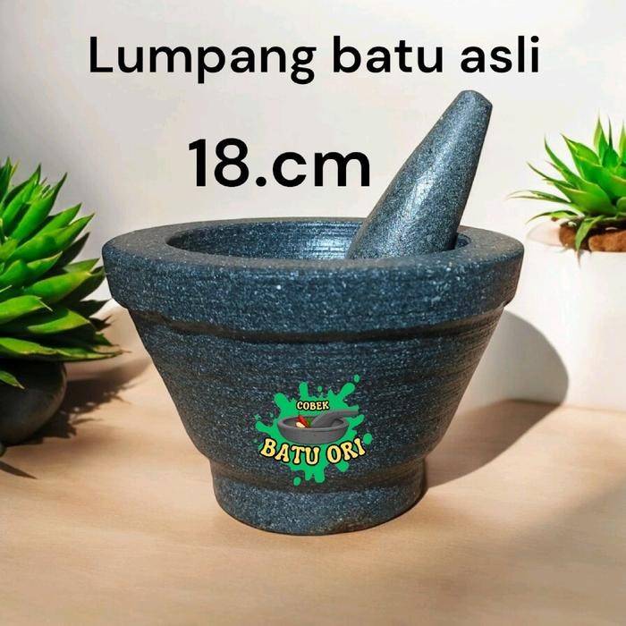 18.Cm Lumpang Batu Asli Dengan Presisi Mesin Bubut Kitchenware