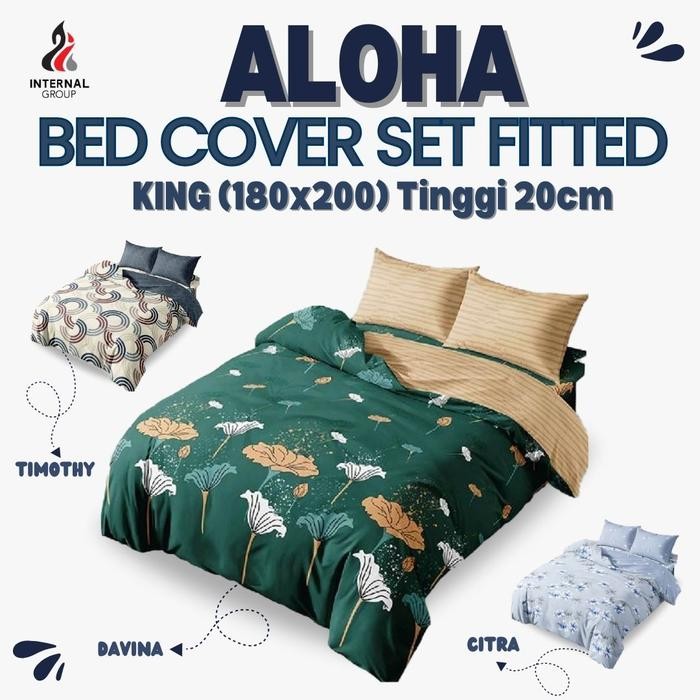 Ask - Aloha - Bed Cover Set Sprei Fitted King T20 / T25 (180X200) Tinggi 20 / Tinggi 25 Terlaris