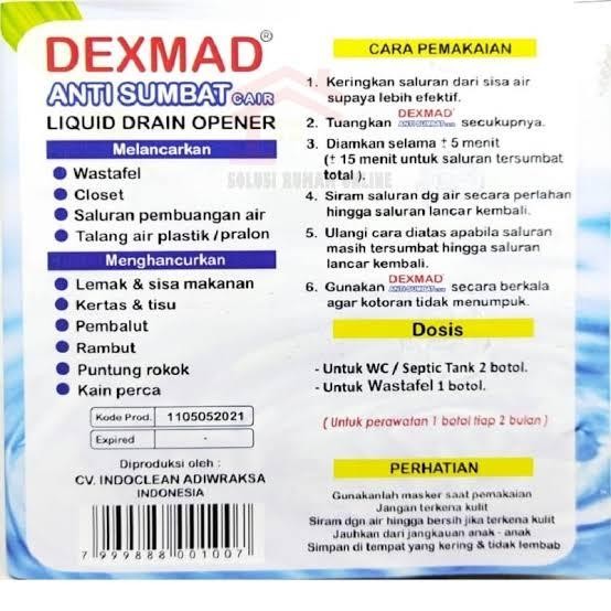 Promo Dexmad Drain Opener /Soda Api Cair / Anti Sumbat&Perawatan Saluran Air, Anti Mampet