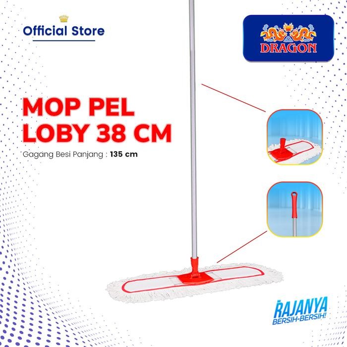 NHGJ [Cod]Dragon Mop Pel Lobi 38 Cm Alat Pel Lantai Gagang Panjang 135Cm Cleaning Mop