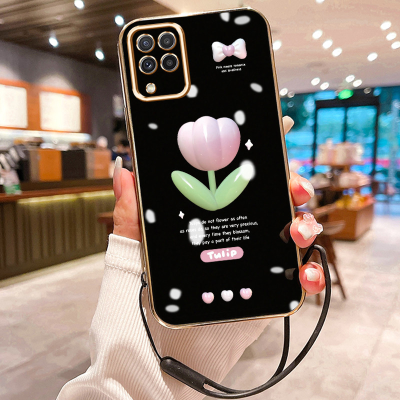 Casing Hp Untuk Samsung Galaxy A22 M22 Case Casing Tulip Graffiti HP Cesing Silikon Softcase disepuh