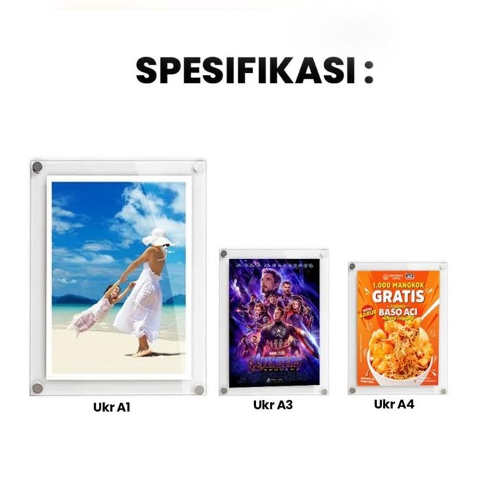 

Akrilik Dinding Tempel A4 Wall Frame Display Acrylic Poster A4