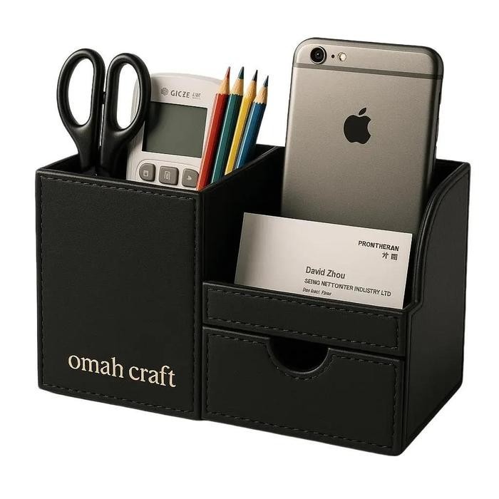 

Pen Holder Stationery Leather Tempat Pena Alat Tulis Kantor Remot Kulit Desktop Organizer DIY