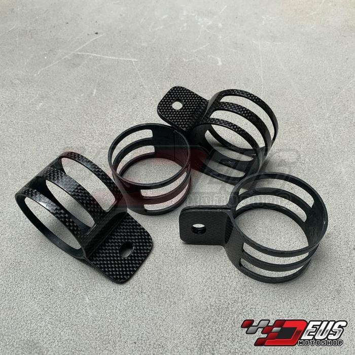 [Expert] Klem Knalpot 2 tak Carbon Fiber / Bracket Dudukan Silencer 2T 2tak